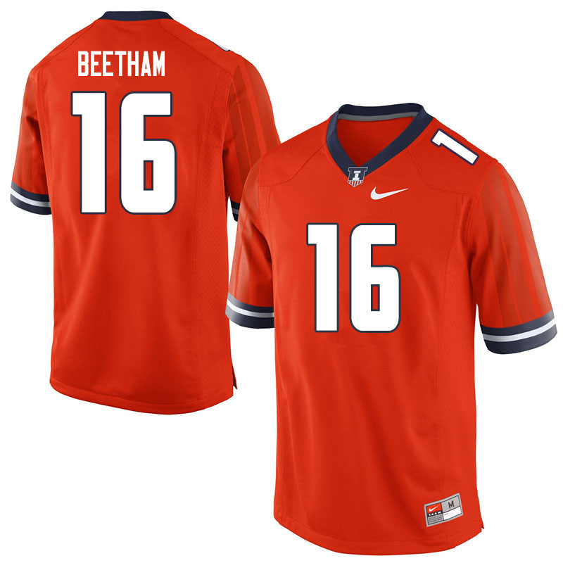 Men #16 Josh Beetham Illinois Fighting Illini College Football Jerseys Sale-Orange